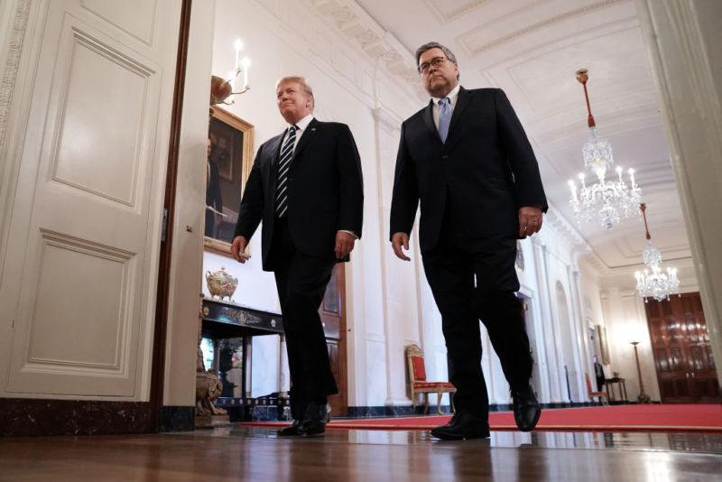 Trump's memorandum to agency heads gives Attorney General William Barr authority to declassify or downgrade classification of anything he sees fit in his investigation into "intelligence activity" around the 2016 presidential election.