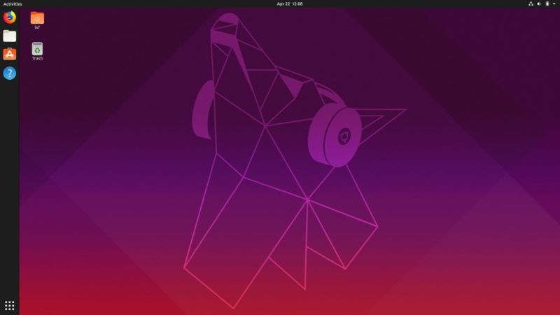 Behold, the default desktop for the latest Canonical release: Ubuntu 19.04, gloriously nicknamed "Disco Dingo."