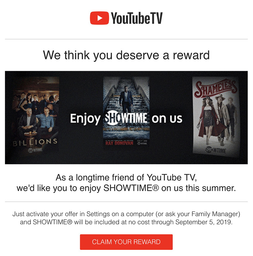 YouTube TV Free Showtime
