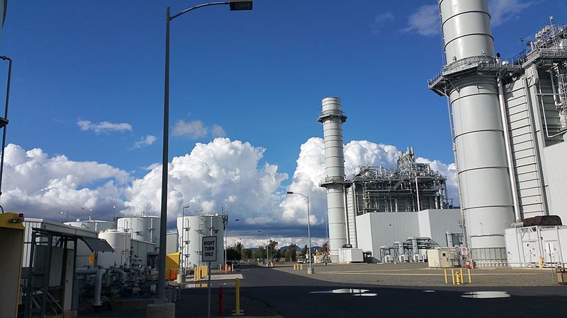 Two gas turbines at the Inland Empire Energy Center.