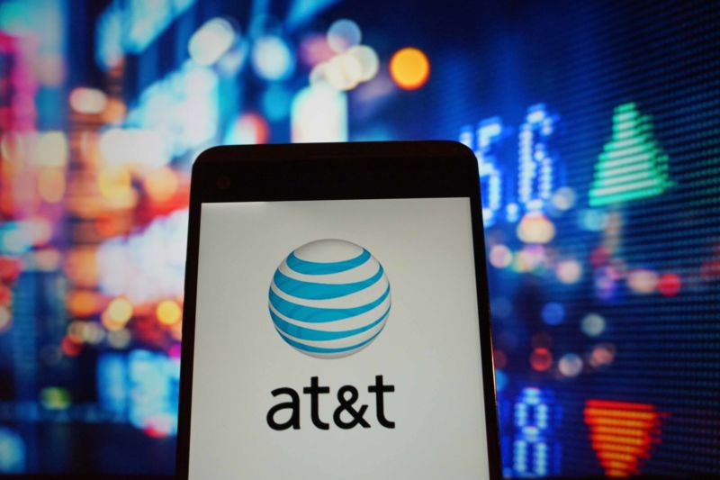 The AT&T logo displayed on a smartphone screen.