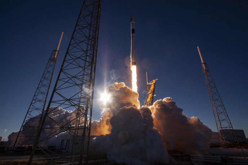 The first of the Air Force's new GPS 3 satellites launches on a SpaceX Falcon 9 rocket in December, 2018.