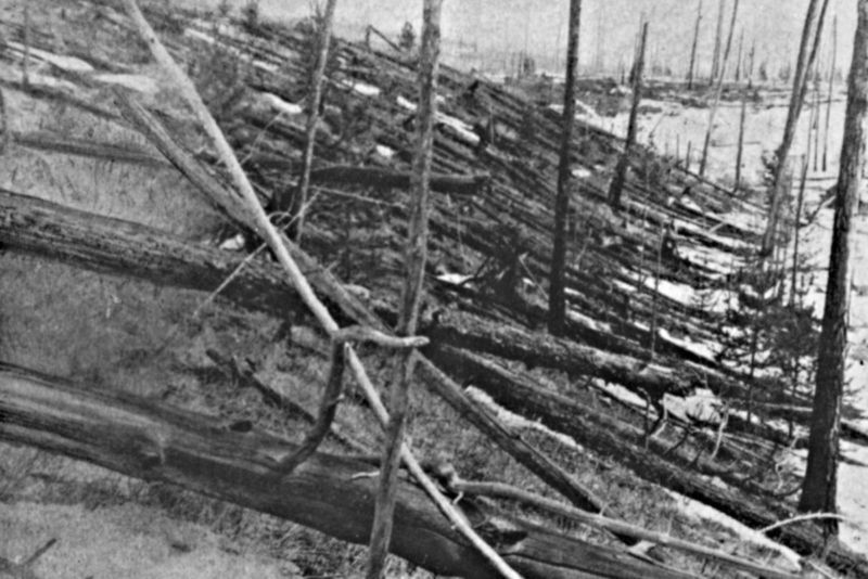 The famed Tunguska event of 1908 scorched a five-mile swath of trees and caused many to fall away from the center of the blast in a distinct radial pattern.
