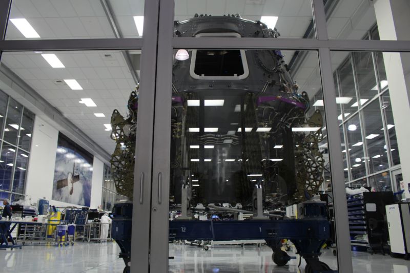 A 2018 view of the clean room where the spacecraft for the first crewed Dragon mission was nearing completion. It will now be used for an In-Flight Abort test instead.