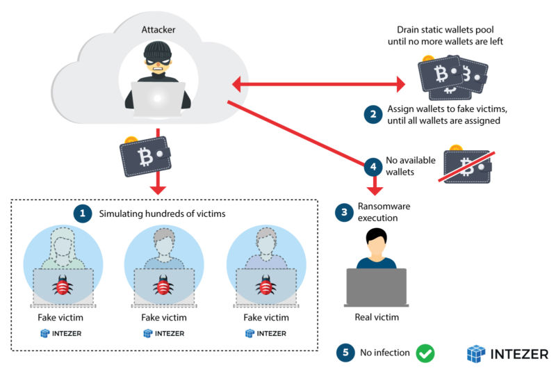 A diagram showing how a DoS shut down an ongoing ransomware campaign.